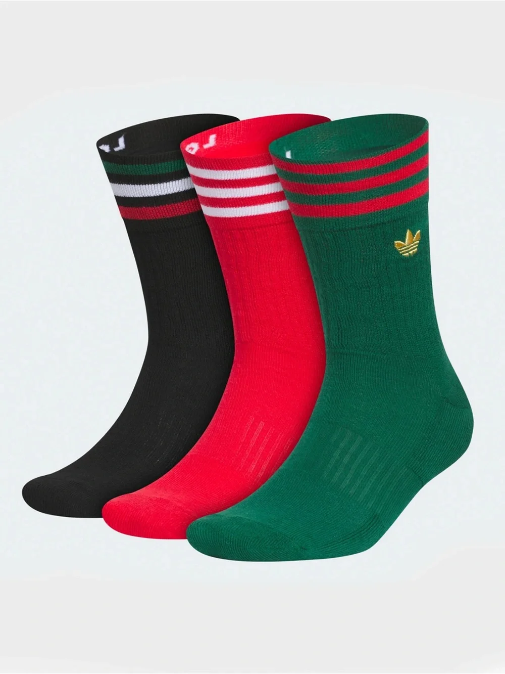 adidas Originals 3-Pack Mexico Roller Crew Socks in Black, Green, & Red football